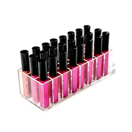 Acrylic Lip Gloss Holder Organizer, Lipstick Holder, 24 Slots Makeup Lip Gloss Lipstick Brushes Storage Display Case (Transparent, 20CM*9CM*7.5CM)