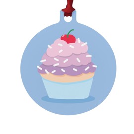 GRAPHICS & MORE Cute Cupcake Vanilla Cherry with Sprinkles Aluminum Holiday Christmas Tree Ornament - 3.0" (7.6 cm) x 3.37" (8.6 cm)