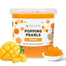 Tea Zone B2051 Mango Popping Pearls for Boba tea Beverages, Sweets, Ice Cream Topping (7 lbs)