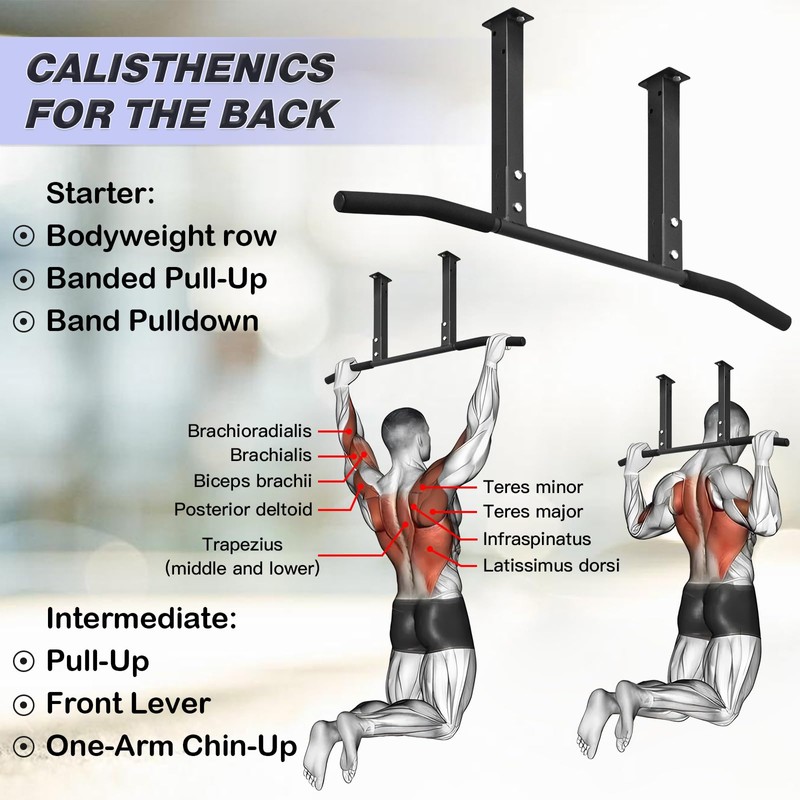 ATENTO Multifunctional Pull Up Bar for Ceiling Mount or Beam