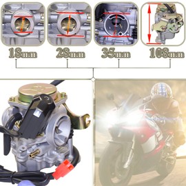 GLENPARTS Carburetor for GY6 50cc 49cc 60cc 80cc 4 Stroke Engine Scooter Moped Baja Kymco Racer Roketa Motor 18mm 2-pin Male Plug Electric Choke for Qingqi QM50QT-6V