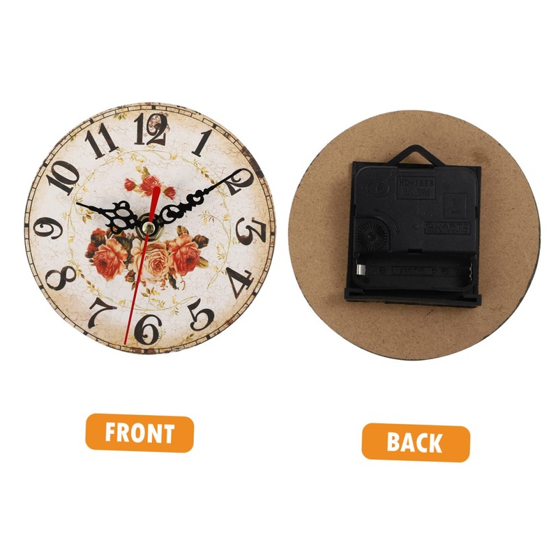 ORFOFE Retro Silent Desktop Clock Wooden Adornment Boho Decor Wall