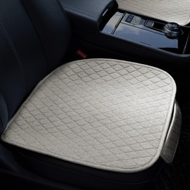 Gloserin Linen Car Seat Covers for Cars - Non-Slip and Soft, 2 PCS Bottom Seat Cover Protectors with Storage Pocket, Linen Front Seat Covers Used for SUVs, Cars, Sedans (Beige)