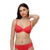 Lovable Women's Plain Lurex Underwired Bra Two Piece Bikini, Coral,