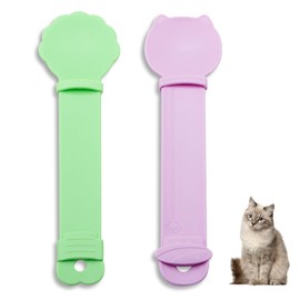 LuckyOpt Cat Strip Squeeze Feeder, 2Pcs Cute Cat Treat Löffel leckbare Katzenfutter Löffel mit hängendem Loch, Multifunktionale Haustier Fütterung Scoop für Hund und Katze (Grün+Rosa)