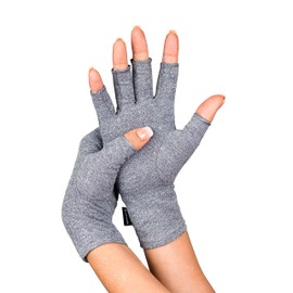Guantes Artritis - Guantes Sin Dedos de Compresión Aliviar Dolor Articular, Síntomas Artritis, Enfermedad de Raynaud y Túnel Carpiano, Guantes de compresión hombres y mujeres (L)
