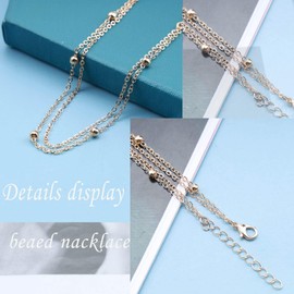 TseenYi Gold Layered Bead Chain Anklet Bracelet Boho Bead Satellite Anklet Multilayer Satellite Anklet Foot Chain Double Layers Ball Beaed Anklet Summer Beach Foot Jewelry for Women and Girl