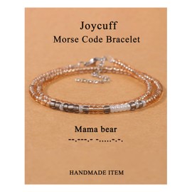JoycuFF Gifts for Women Trendy Layered Morse Code Bracelets for Mom Mother Meaningful Gift for Mother's Day Birthday Encouragemen Thank You Wrap Bracelet Motivational Jewelry Mama Bear