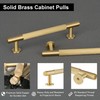 QOGRISUN 5-Pack Solid Brass Cabinet Pulls, Modern Gold Bar Handles,