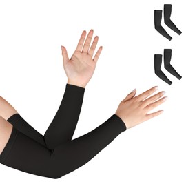 beister Arm Cover, UV Gloves, Cooling Arm Guard, Breathable, Unisex, Sun Protection, Arm Cover, Sports, Cycling, Tattoo Cover, UV Protection, Quick Drying, Cool Touch, 2 pairs (black x 2)