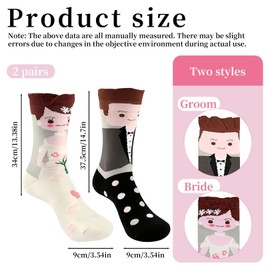 2 Paar Socken Hochzeit als Hochzeitsgeschenke für Brautpaar,Hochzeitsgeschenk,Geschenk Hochzeits,Geschenke,für Braut Bräutigam,mit Motiv lustige Kleinigkeit Ideen,Lustig Hochzeitssocken für Wedding