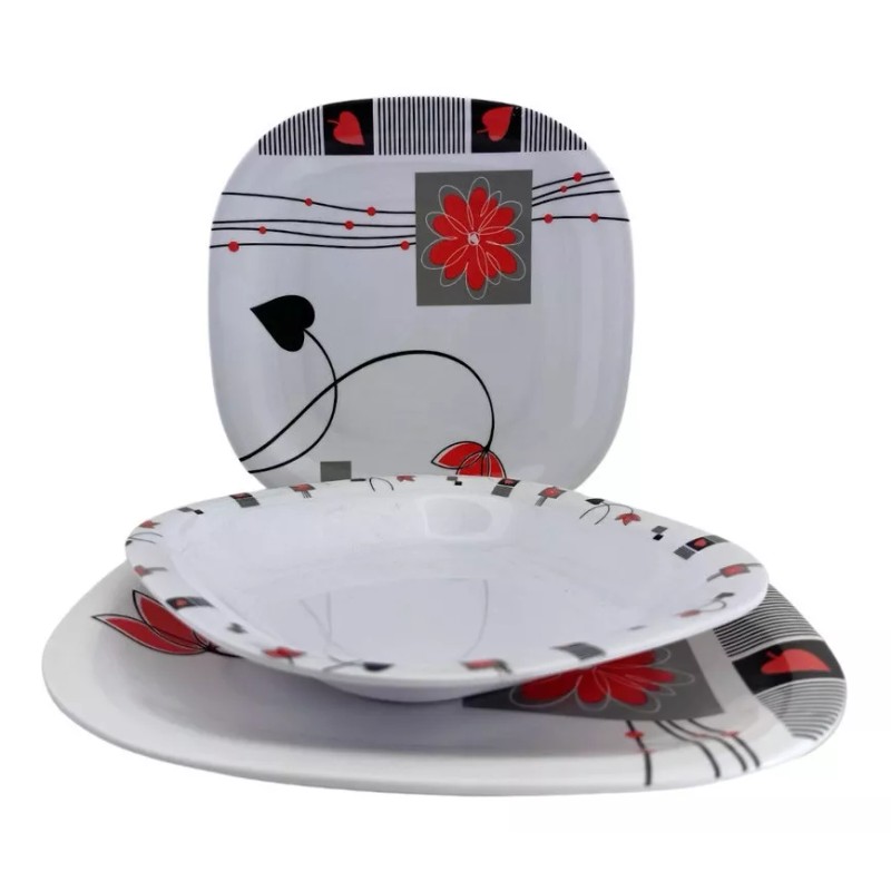 Anforama- Tab and Kit Vajilla Tipo Plastico De Melamina Cuadrada