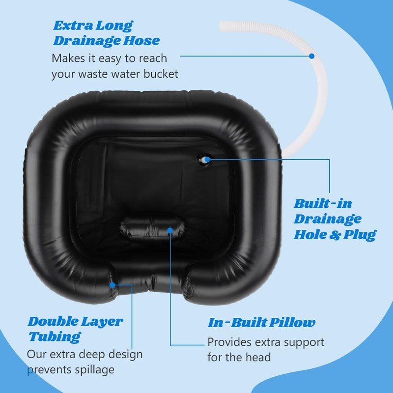 Inflatable Shampoo Basin, Portable Wash Hair in Bed with Inflatable