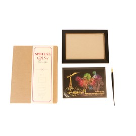 Lago Design Special Gift Set GSP-FW Postcard Fireworks Set of 4 Scratch Postcards + Frame + Scratch Pen