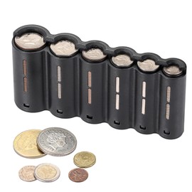 BSTKEY US Coin Holder Coin Dispenser, Portable Coin Sorter Coin Organizer, Holds up to 166 Coins, Large Capacity Black Coin Storage Holder for Car Waitress Server Collector Cashier Change