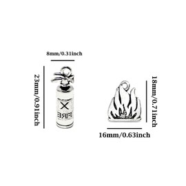 Honbay 60PCS Alloy Firefighter charms Pendant Flame Charms Camping Fire Pendant Fire Extinguisher Charms for Earring Necklace Bracelet Keychain Crafts Making (2 Style)