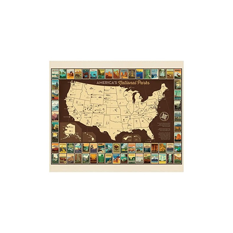 Riley Blake National Parks Poster Panel Map 36"x43",Quilting Fabric