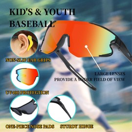 swanoble 2Pack Kids Baseball Sunglasses for Boys Girls,Youth Sports Sunglasses with UV400 Protection,Lightweight Tennis Fishing Shades (WHITE/BLUE+TRANSPARENT PINK/PINK)