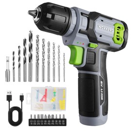 WORKPRO 8V Cordless Drill Driver Kit with 53pcs Bit Set, 2.0Ah Electric Drill with 3/8" Keyless Chuck and Variable Speed Trigger, Portable for Home Improvement, DIY