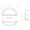 Fingertip Design OXFORD Cabinet Cupboard Door CUP PULL Handle, 76mm