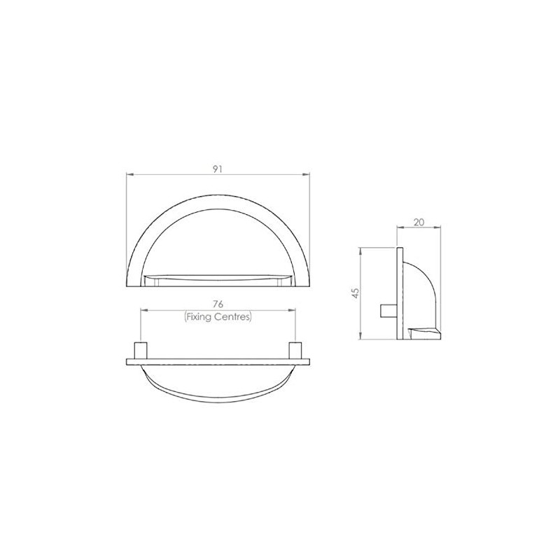 Fingertip Design OXFORD Cabinet Cupboard Door CUP PULL Handle, 76mm