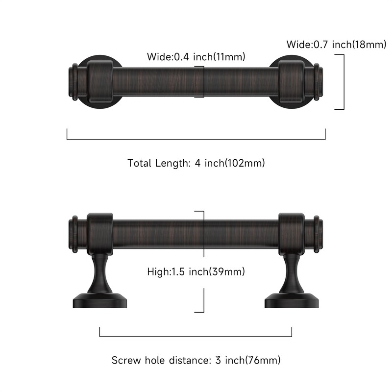 Asidrama 10 Pack 3 Inch(76mm) Oil Rubbed Bronze Kitchen Cabinet