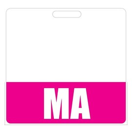 MA Badge Buddy (Pink) - Horizontal Heavy Duty Badge Tags for Medical Assistants - Double Sided Badge Identification Card