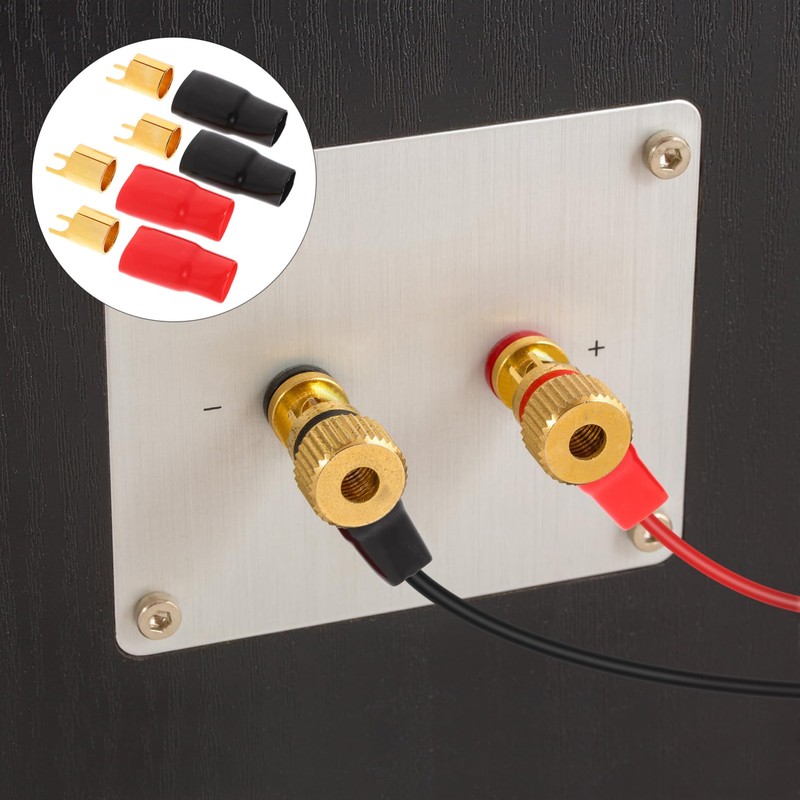 Gatuida 2 Pairs 0 Gauge Spade Terminals Copper Audio Wire