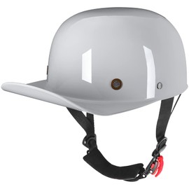 Yesmotor Baseball Style Cap Retro Motorcycle Helmet Unisex-Adult - DOT Approved (Gray, XL)