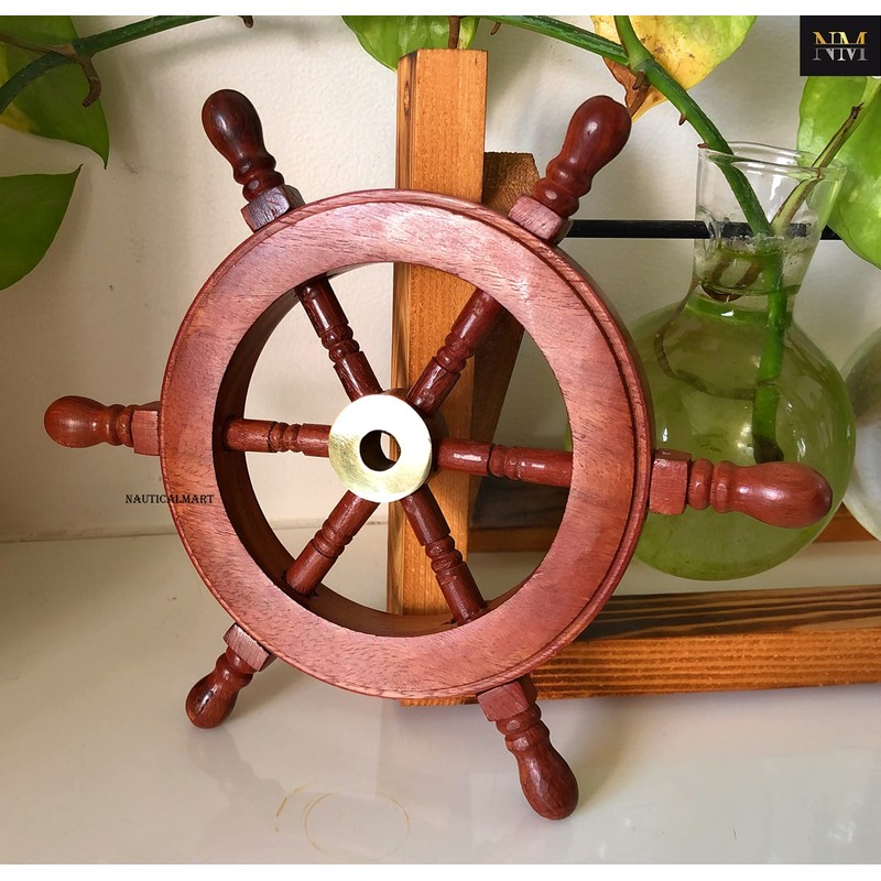 6 Ship Wheel - Wood and Brass by Nauticalmart