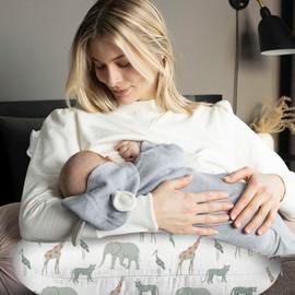 Little Grape Land Muslin Nursing Pillow Cover, 2 Pack Breast Feeding Pillow Cover Fit Standard Nursing Pillows, Soft Removable Covers Slipcovers for Breastfeeding Pillows for Baby (Safari)