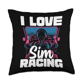Cute Video Gamer For Women - I Love Sim Racing Throw Pillow