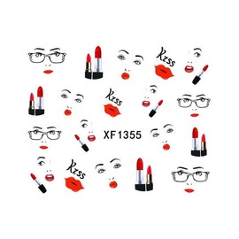 Generic Heart Arrow of Love Lips Bear Valentine Day Water Transfer Nail Sticker Xf1355 Nail Wraps Art Stickers Manicure Supplies for Women for Home Nails Full Long Lasting Easy Apply and Remove