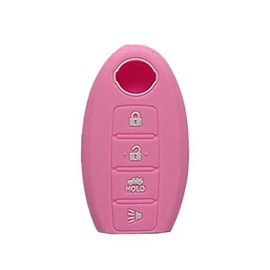 KAWIHEN Silicone Key Fob Cover Protector Compatible with Nissan 350Z 370Z Altima Armada GT-R Leaf Pathfinder Rogue Sentra Maxima Murano Versa CWTWB1U840 285E3-3SG0D(pink)