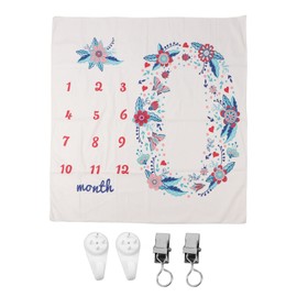 Baby Monthly Milestone Blanket Soft Skin Friendly 39.4x39.4in Photo Background Cloth Newborn Growth Chart for Boys Girls
