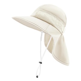 XIAOHAWANG Baby Sun Hats Toddler UPF 50+ Hat for Girl Boy Beach hat Kid Bucket Cap Infant Summer Caps Neck Flap (L(6-12 Years), Beige)