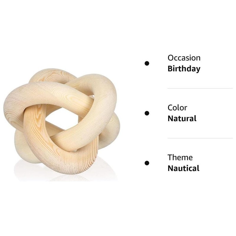 Yuemsh 1 Piece 3 Link Wood Knot Decor Hand Carved
