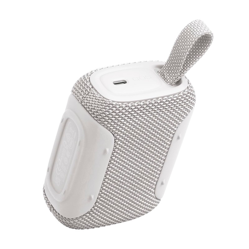JBL Go 5 Ultraportable Bluetooth Speaker, Waterproof, White