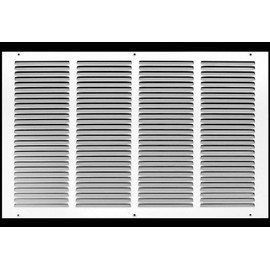 HVAC Premium 22'' x 10'' [Duct Opening] Flat Stamped Steel Return Air Grille - Sidewall and Ceiling - HVAC Vent Duct Cover - White [Outer Dimensions: 23.75''w X 11.75''h]