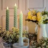 Baquler 6 Pcs Sage Green Flameless Taper Candle Twisted LED