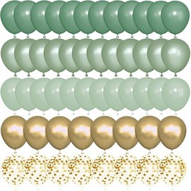 72Pcs Sage Green Balloons Set with 12inch 5inch Pearl Metallic Gold Balloon Light Olive Green Coffetti Balloons for Baby Shower Birthday Wedding Party Decorations Supples