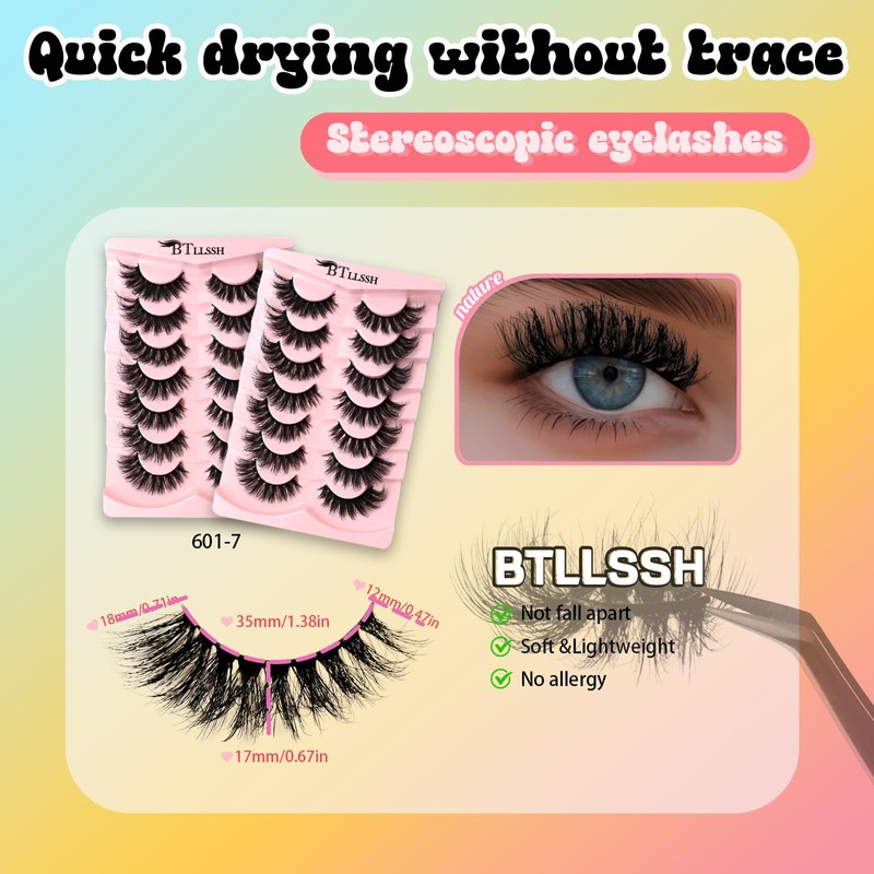 BTLLSSH False Eyelashes Wispy Lashes Natural Look Fake Eyelashes Cat