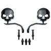 SMT-Skull Flame Black Side Mirrors Compatible With Harley Road King