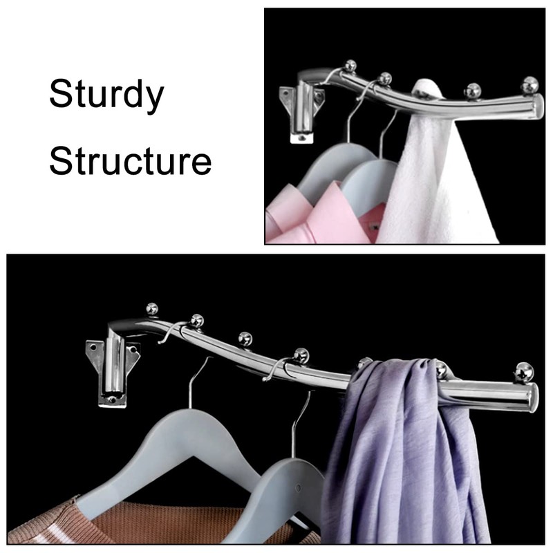 Wall Mount Clothes Hanger,180° Folding Clothes Rail for Bedrooms,Laundry Rooms,Bathrooms(5