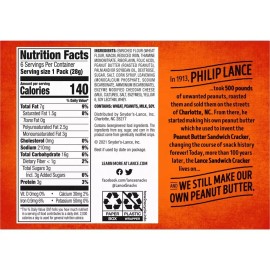 Lance Toast Chee Peanut Butter Sandwich Crackers 6 Pack Box 6.1 oz.  Lunch Snack