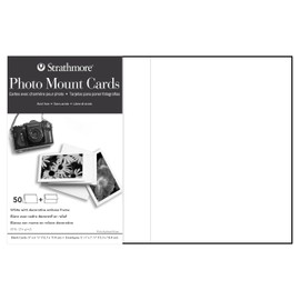 Strathmore Photo Mount Cards, White with Decorative Border, 5x6.875 inches, 50 Pack, Envelopes Included - Blank Greeting Cards for Weddings, Events, Birthdays