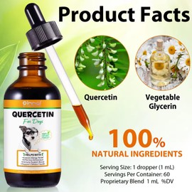 Quercetin for Dogs - Allergy Relief Support - Liquid Drops Herbal Supplement - Immune Boost, Antioxidant - 60 ml