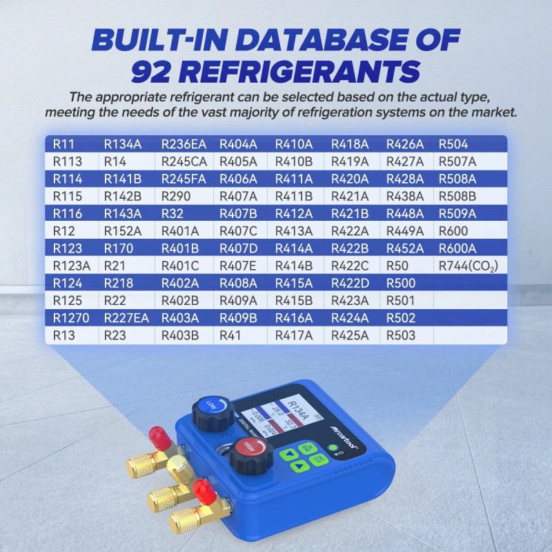 MRCARTOOL Digital AC Manifold Gauge Set HVAC Refrigerant Meter Pressure