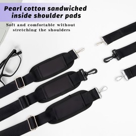 Auliuse Shoulder Strap Bags Adjustable Shoulder Strap Replacement Black Padded Belt Crossbody Bag Strap for Laptop Handbag Travel Gym