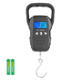 Fish Scale,110lb/50kg Large Handle,Large Backlit LCD Display,Digital Fish Scale with Built-in Measuring Tape, Outdoor Fishing Gifts for Men,Black